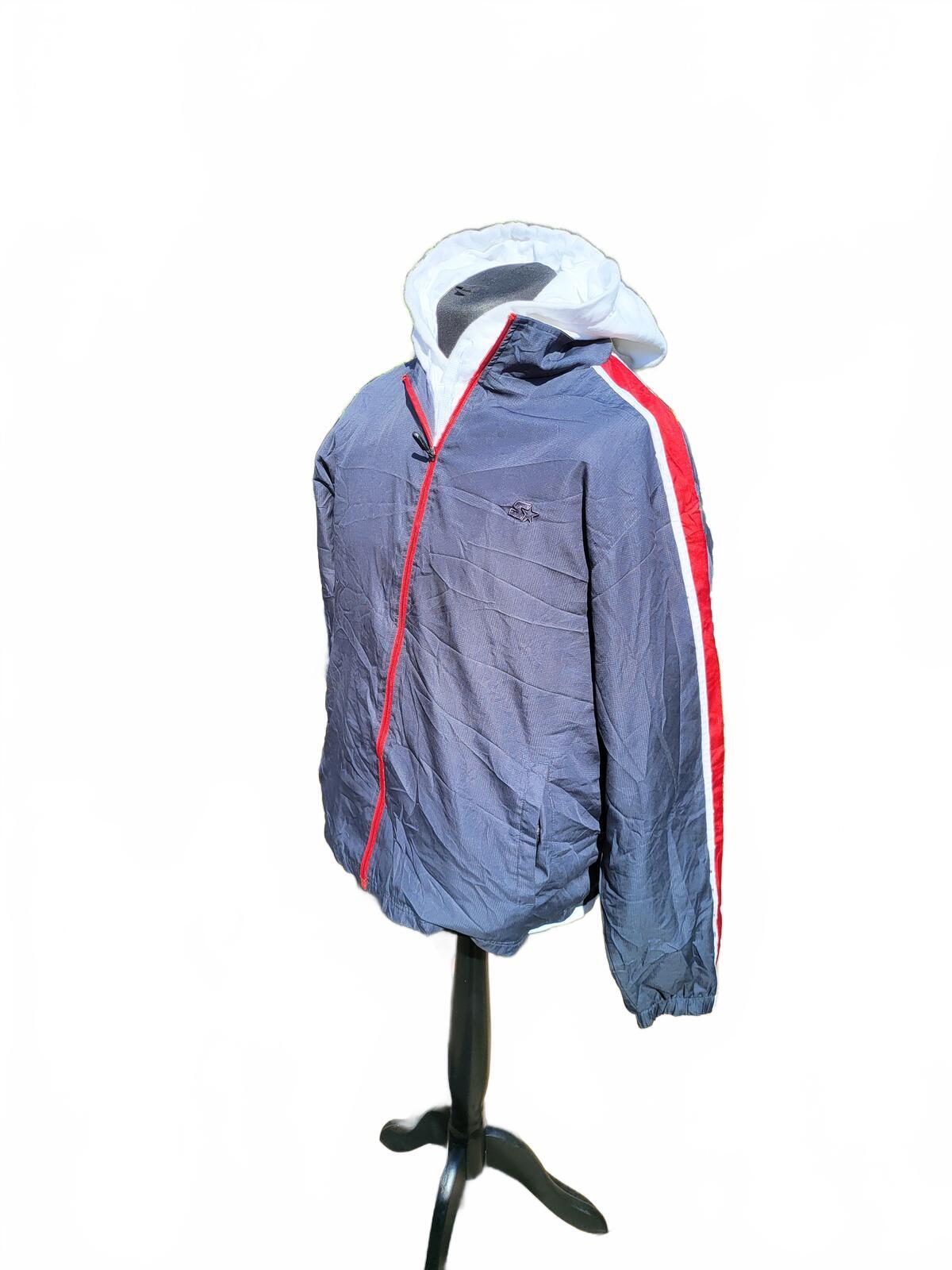 Starter Jacket Men’s Large – Grey/Red – Lightweight Zip-Up – Retro Sportswear