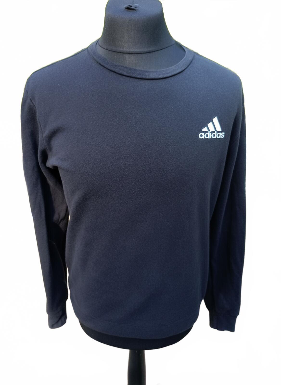 Adidas Originals Mens Jumper Size M Black Blue Crew Neck Sweatshirt Core Logo