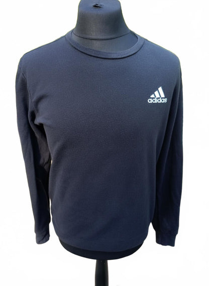 Adidas Originals Mens Jumper Size M Black Blue Crew Neck Sweatshirt Core Logo
