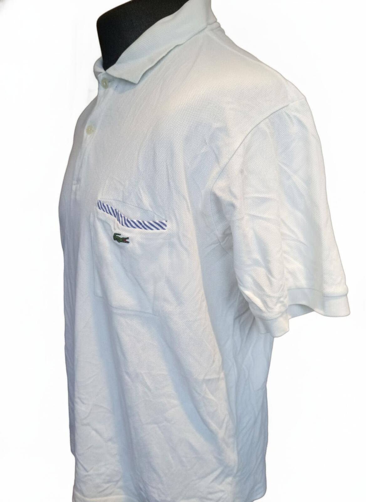 Lacoste White Short Sleeve Polo Shirt with Chest Pocket - 7 2XL