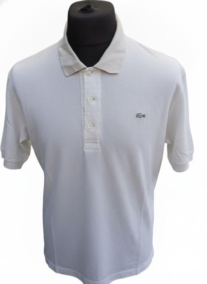 Lacoste Classic White Polo Shirt with Grey Crocodile Logo - Size 7 XXL