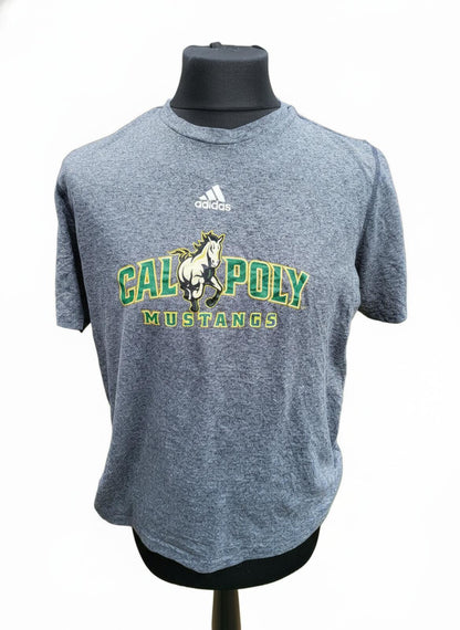 Vintage Adidas Cal Poly Mustangs College T-Shirt • Grey • Large
