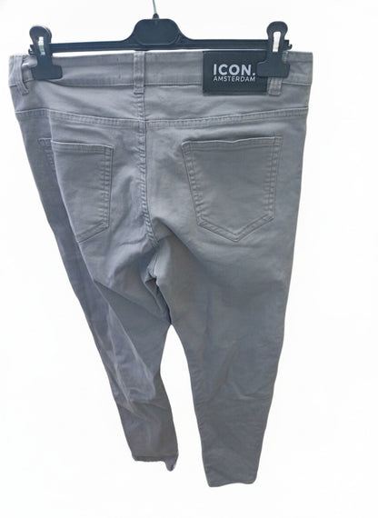 ICON Amsterdam Men’s Slim Fit Jeans – 32×28 – Grey Denim – Stretch