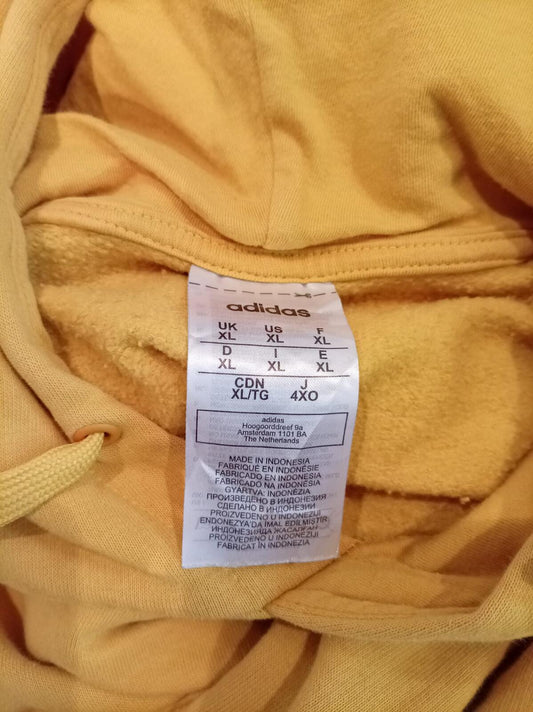 Adidas Originals Essential Hoodie | Pulse Yellow | Men's XL | Minimalist Trefoil