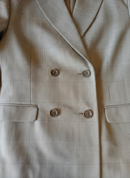 Vintage 1990s Hugo Boss Grey Check Blazer – Size 46 – Classic Fit