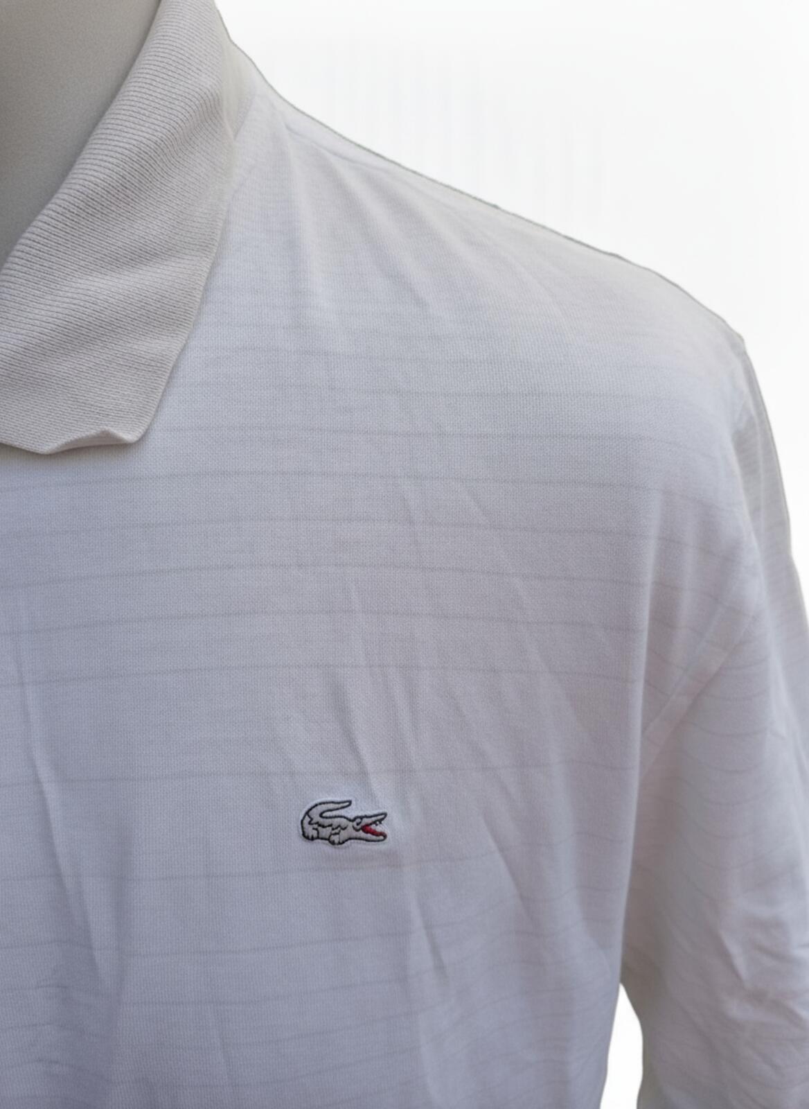 Lacoste Classic White Polo Shirt with Grey Crocodile Logo - Size 7 XXL