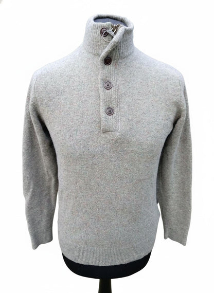 Barbour Coltori Half Zip Sweater Medium 100% Wool Green Gray 19" PTP MKN1216GN63