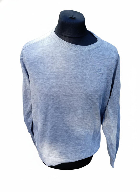 Adidas Mens Jumper Size M Heather Grey Crew Neck Sweatshirt Core Logo Active