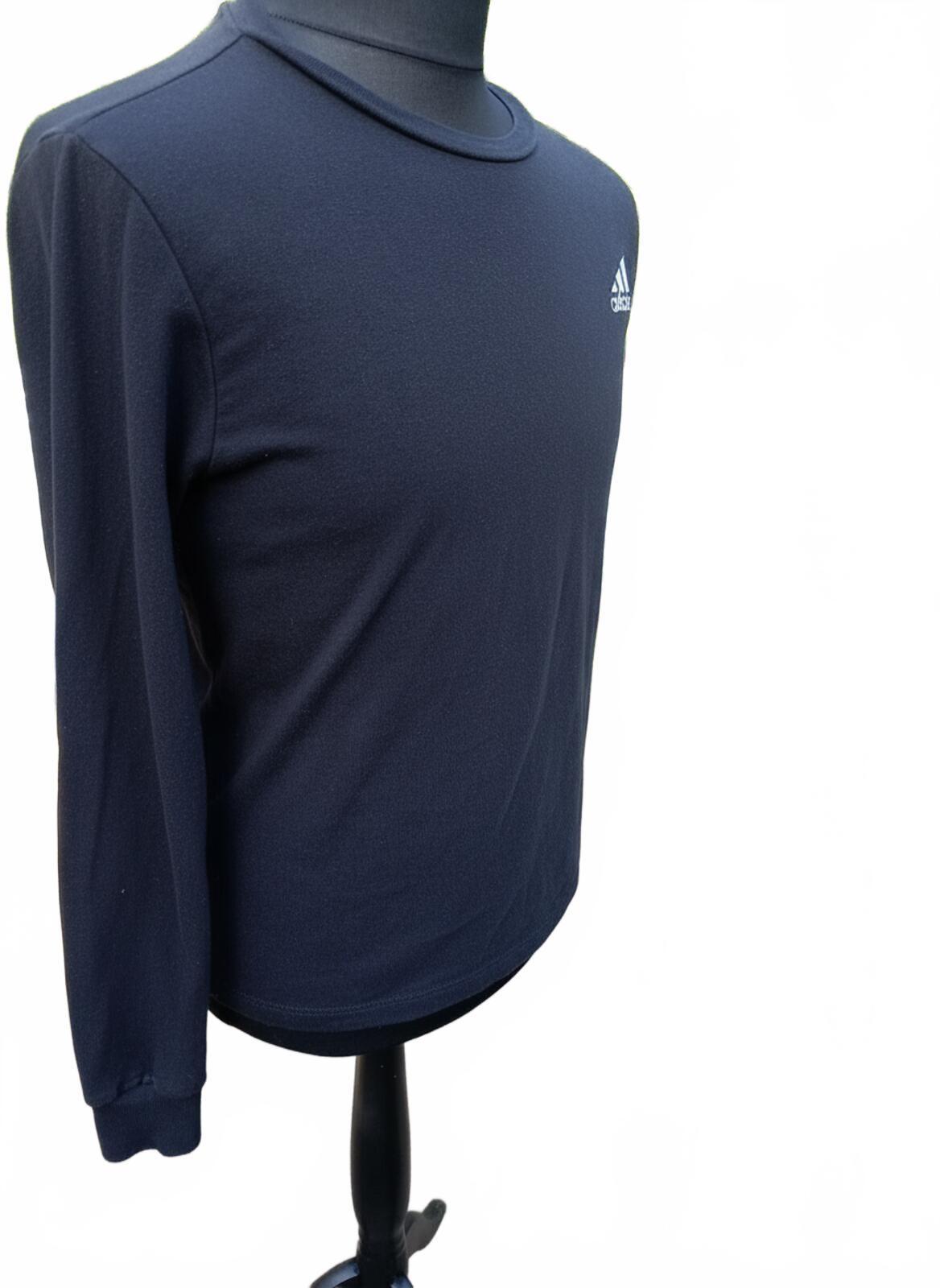 Adidas Originals Mens Jumper Size M Black Blue Crew Neck Sweatshirt Core Logo