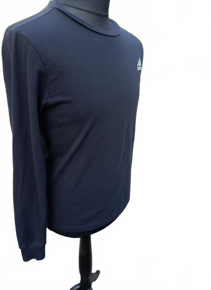 Adidas Originals Mens Jumper Size M Black Blue Crew Neck Sweatshirt Core Logo