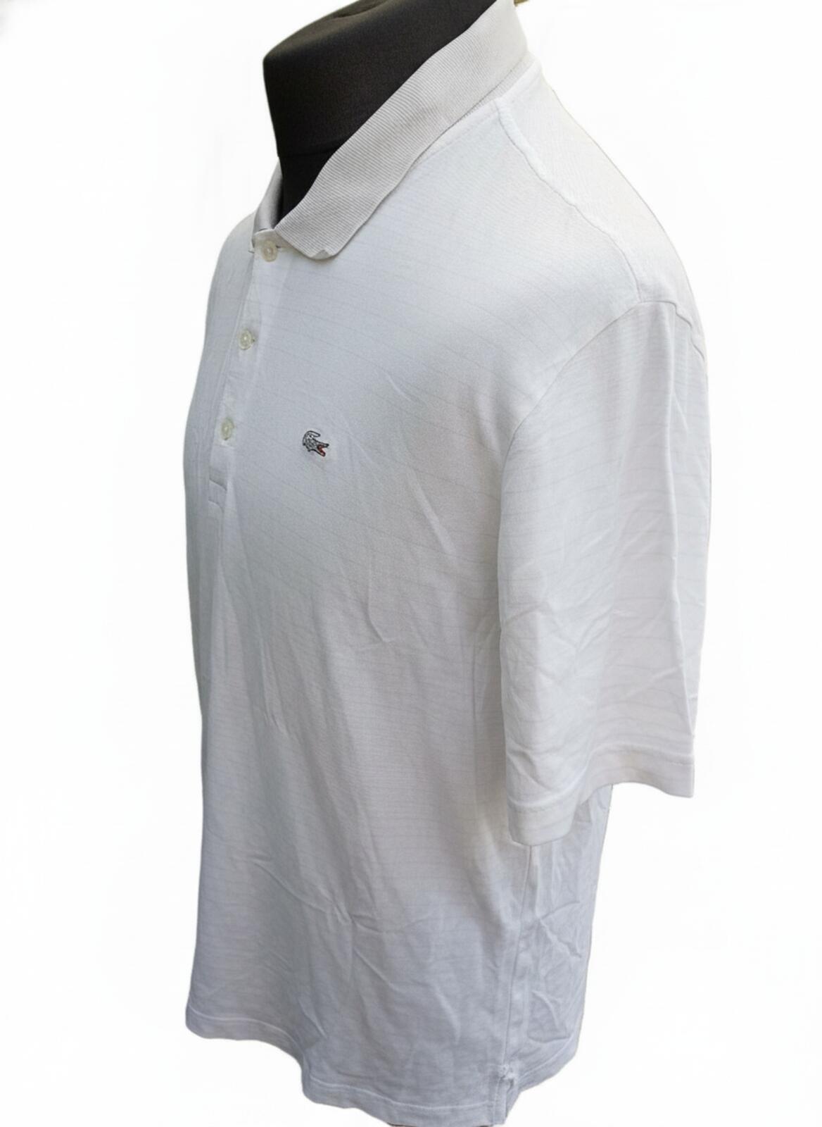 Lacoste Classic White Polo Shirt with Grey Crocodile Logo - Size 7 XXL