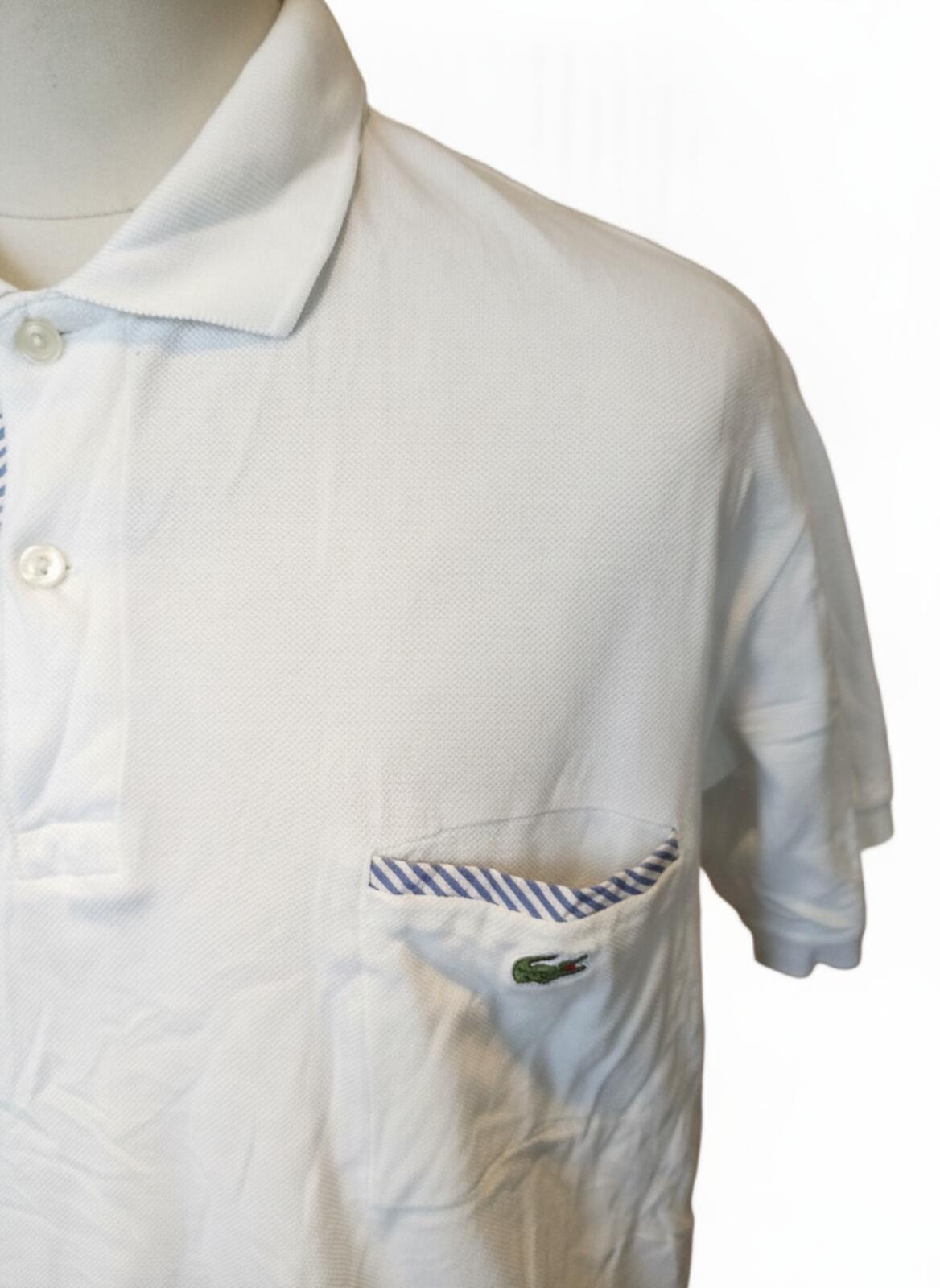 Lacoste White Short Sleeve Polo Shirt with Chest Pocket - 7 2XL
