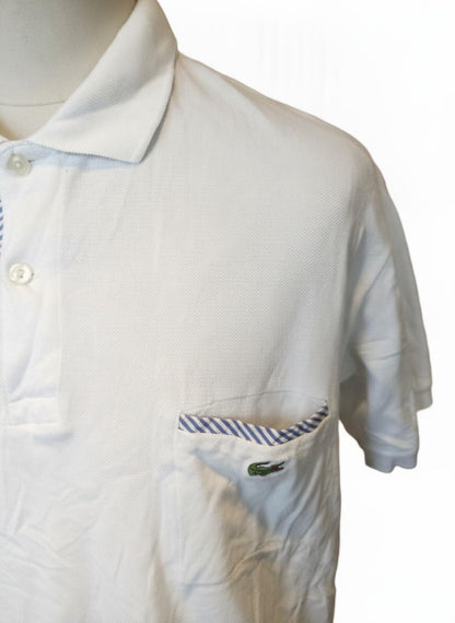 Lacoste White Short Sleeve Polo Shirt with Chest Pocket - 7 2XL