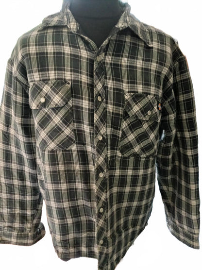 Dickies Quilted Flannel Shirt – Black/White Check – Size XL