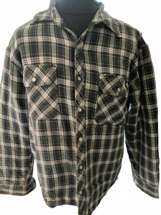 Dickies Quilted Flannel Shirt – Black/White Check – Size XL
