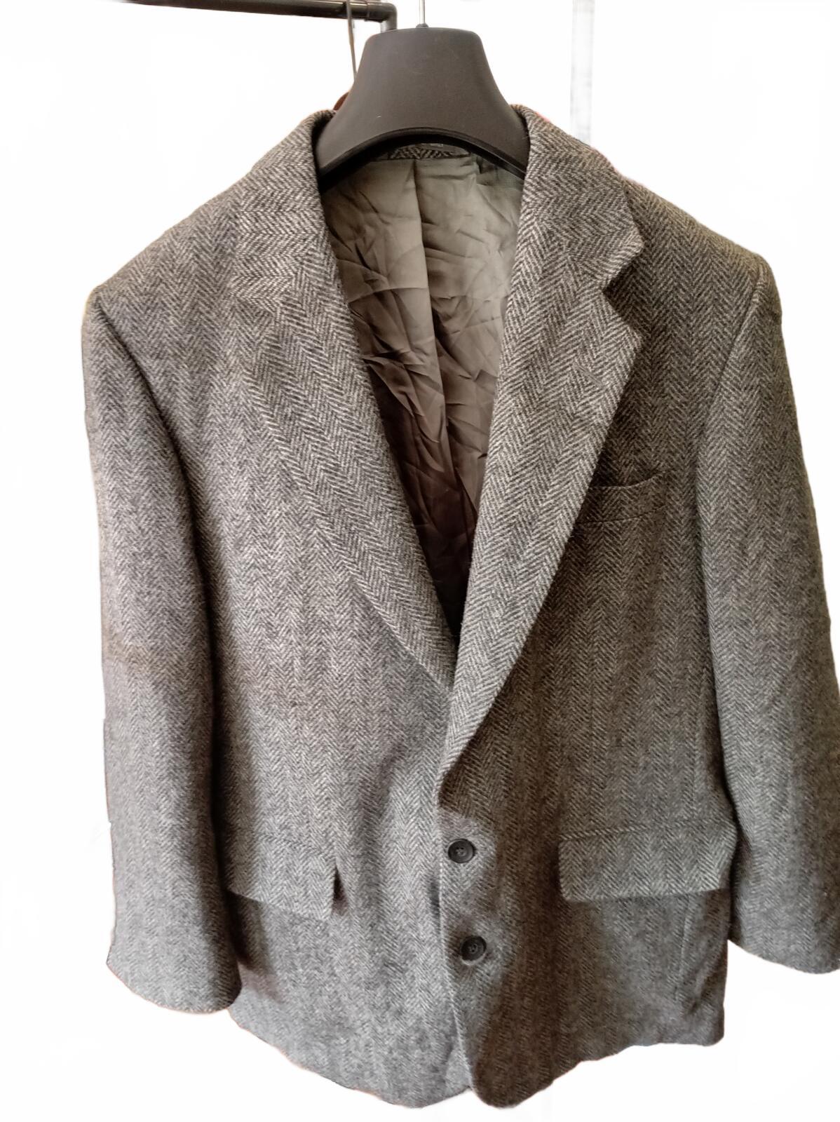 Haggar Imperial Men's Grey Tweed Wool Blazer Jacket 40R