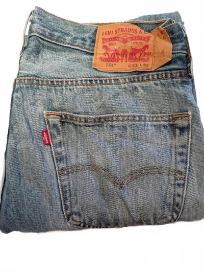 Levi's 501 Light Wash Denim Jeans W33 L32