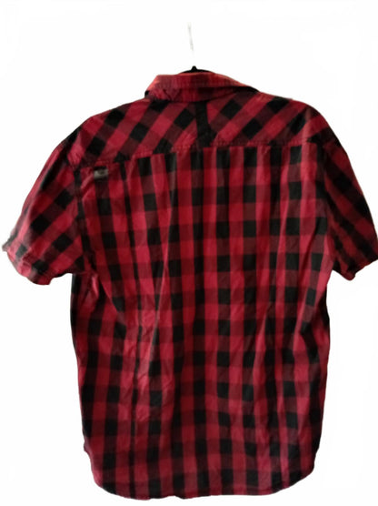 Gio-Gi Red and Black Checkered Short Sleeve Shirt - XL