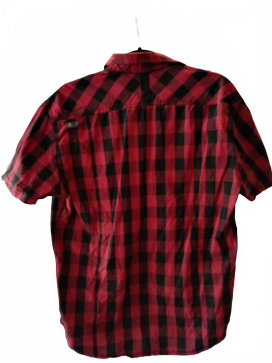 Gio-Gi Red and Black Checkered Short Sleeve Shirt - XL