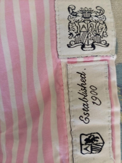 Men's Pink and White Austin Reed Striped Long Sleeve Shirt, Size L