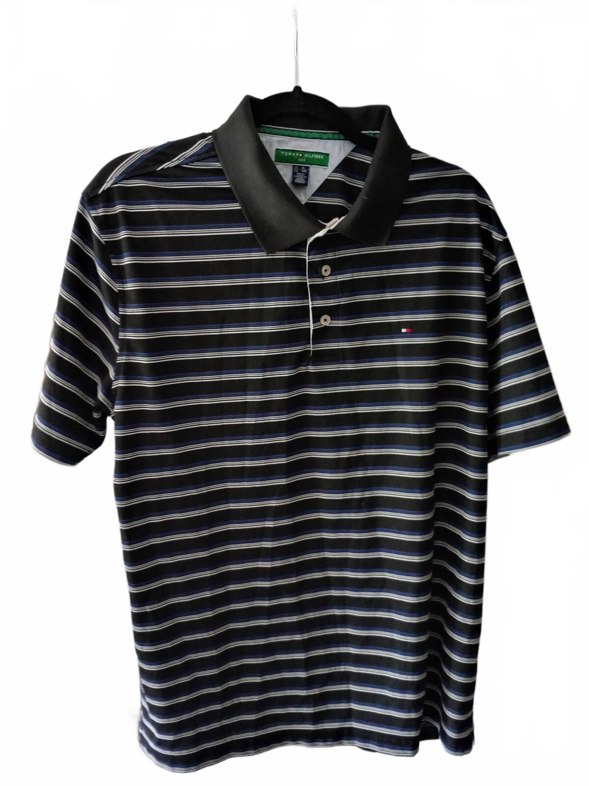 Tommy Hilfiger Striped Polo Shirt Black Blue White - XL