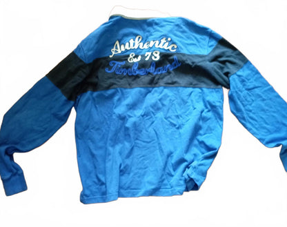 Timberland Long Sleeve Rugby Shirt Blue and Black - XL