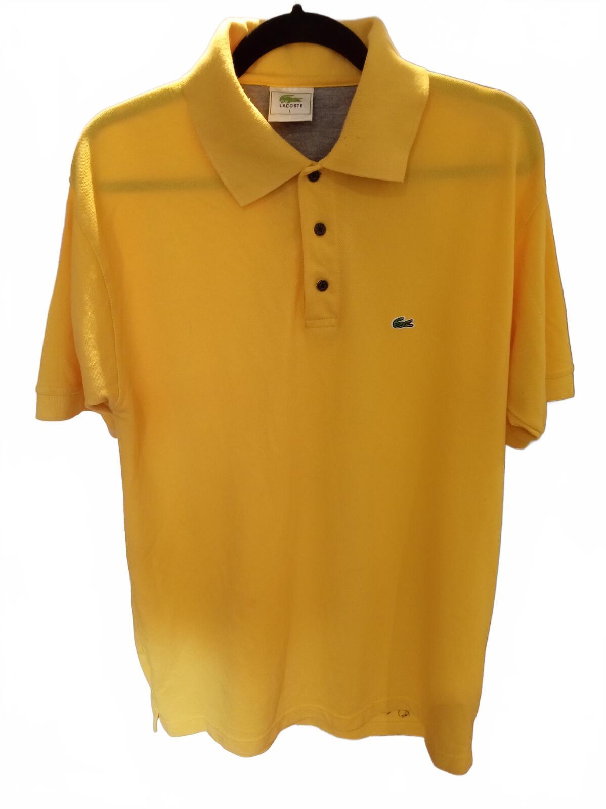 Lacoste Yellow Polo Shirt with Crocodile Logo - Large