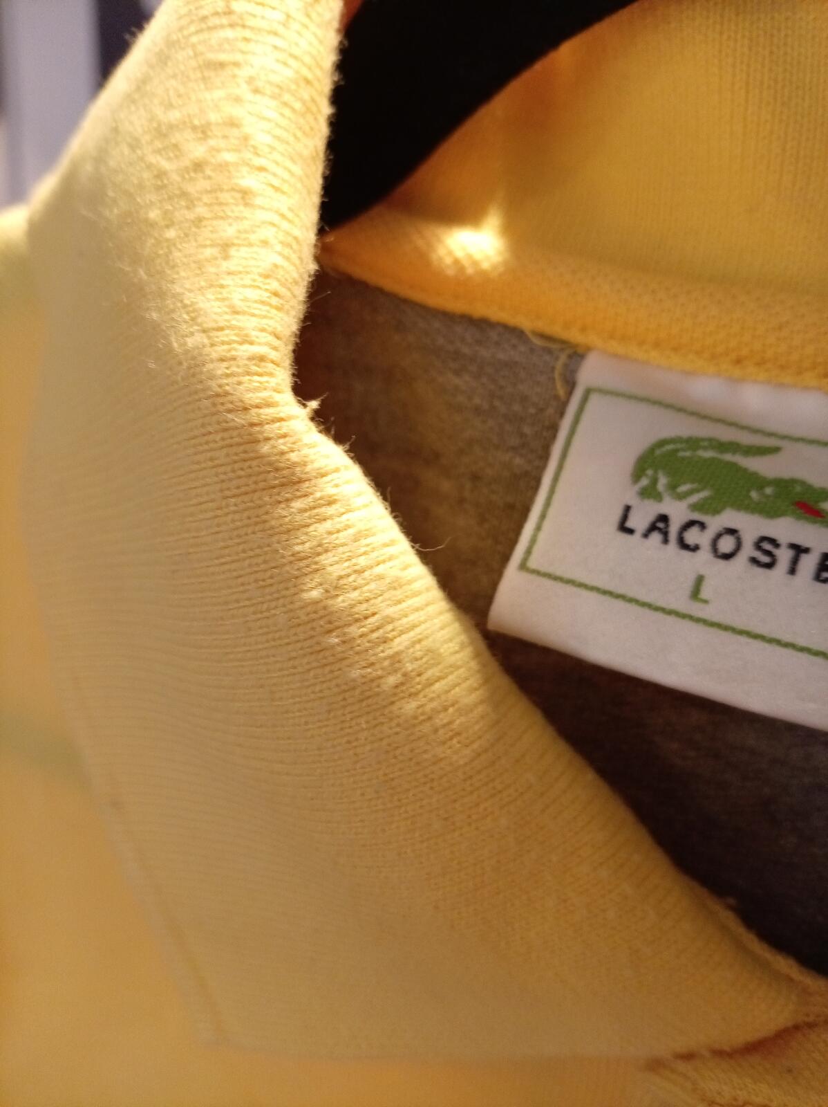 Lacoste Yellow Polo Shirt with Crocodile Logo - Large