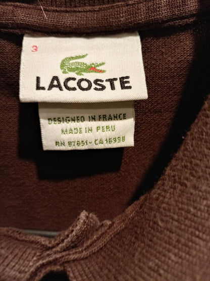 Lacoste Brown Polo Shirt Made in Peru Size 3 (Small)