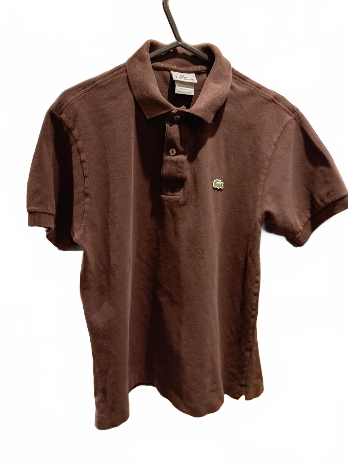 Lacoste Brown Polo Shirt Made in Peru Size 3 (Small)