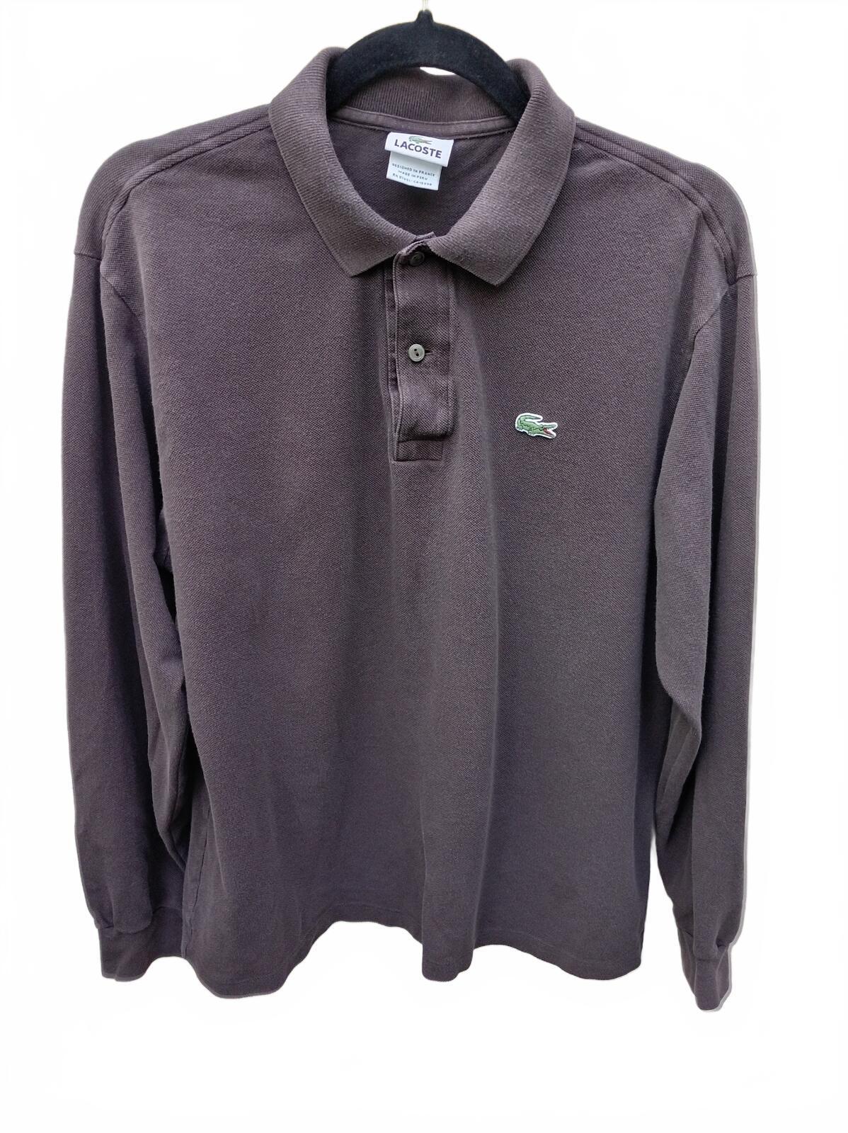 Lacoste Long Sleeve Brown Polo Shirt - Size 5 (Large)