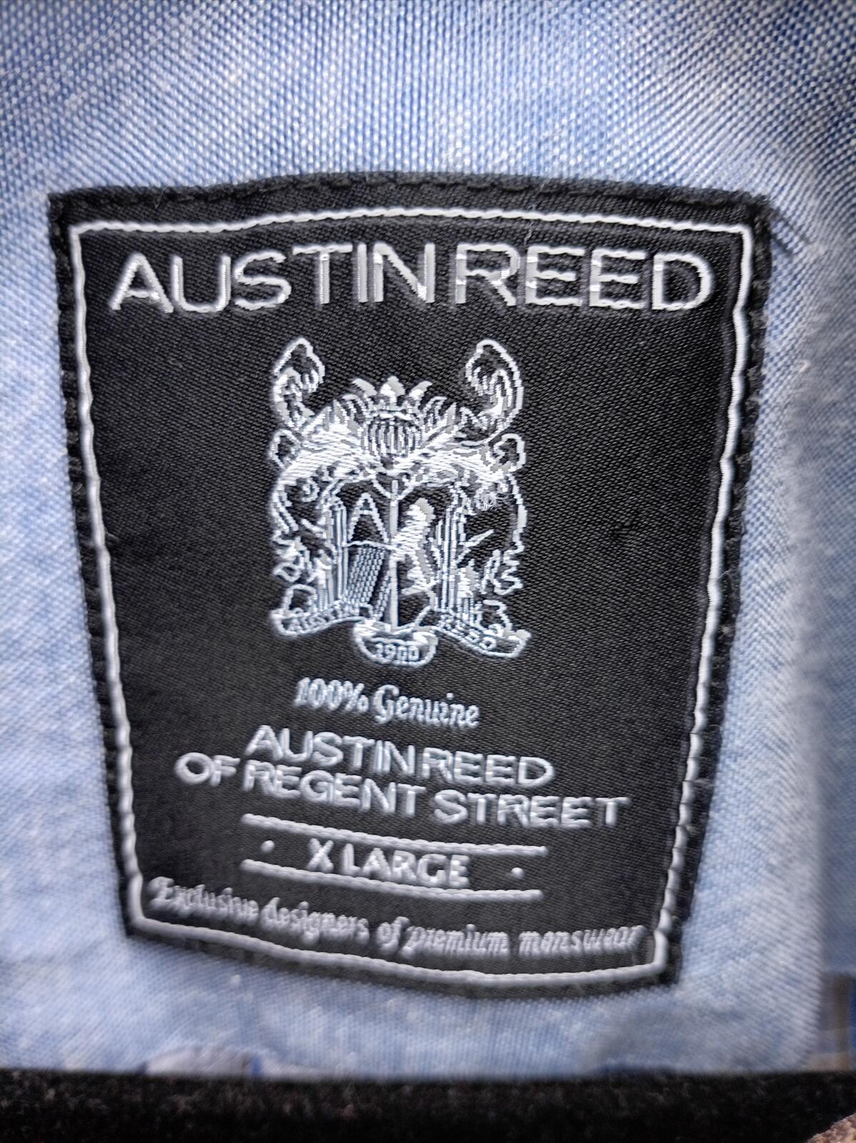 Austin Reed Men's Blue and White Check Short Sleeve Shirt XL