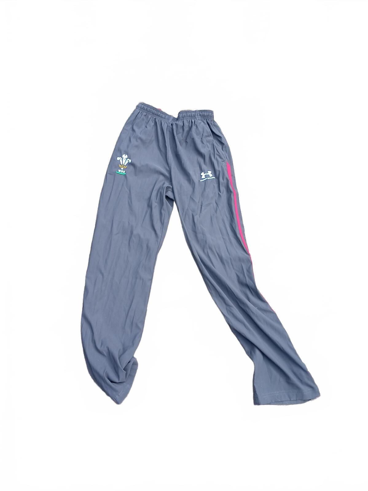 Under Armour / Wales Rugby Grey Track Pants with red Side Stripes Small Mens
