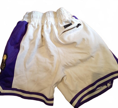 Pro St LA Lakers Shorts – Luxury Athletic Collection – White/Purple – Size L