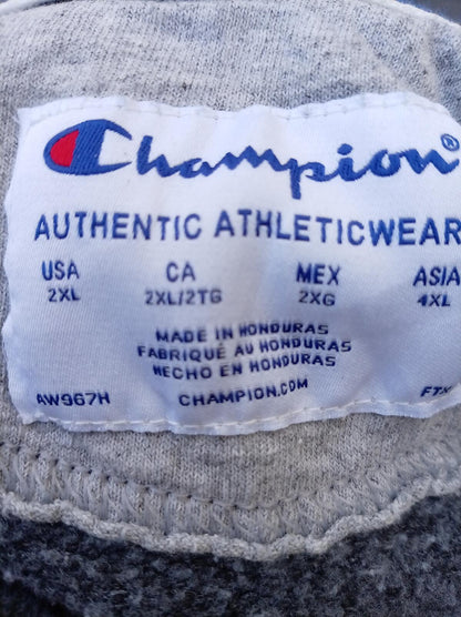 Champion Powerblend fleece hoodie in charcoal grey, size 2XL. Hanesbrands-era