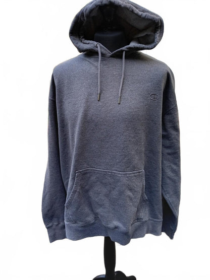 Champion Powerblend fleece hoodie in charcoal grey, size 2XL. Hanesbrands-era