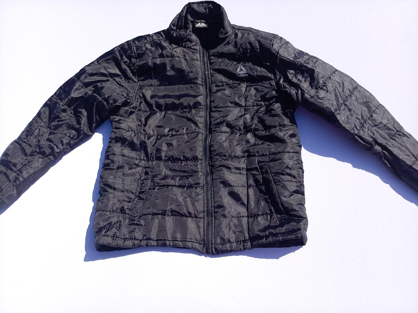 Reebok Men's Medium Delta Tech Full Zip Jacket Charcoal Grey Casual Winter Coat