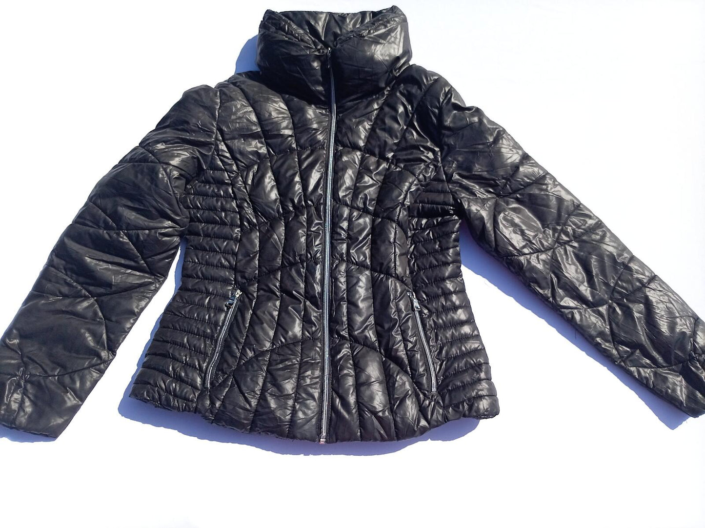 Guess Women's Medium Puffer Coat Black Padded Winter Jacket Luxury UK 10 12