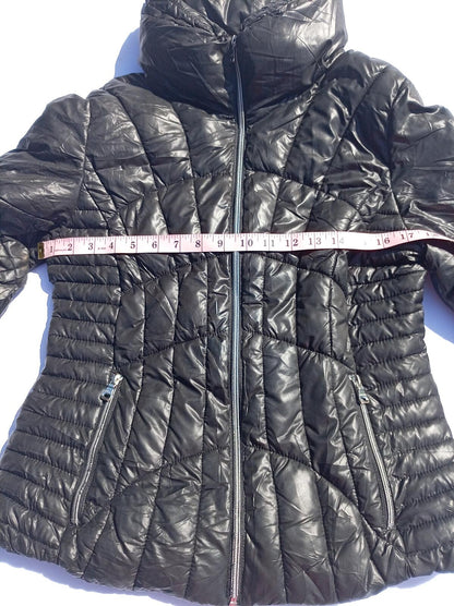 Guess Women's Medium Puffer Coat Black Padded Winter Jacket Luxury UK 10 12