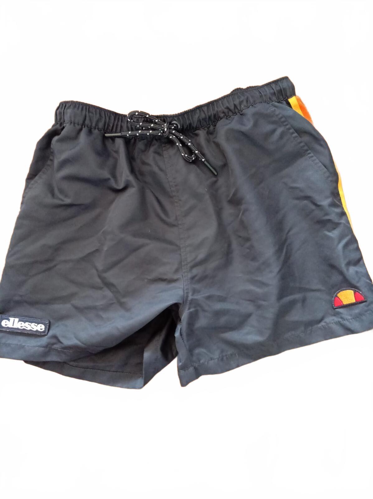 Ellesse Men's Black Swim Shorts with Rainbow Side Stripes Size S
