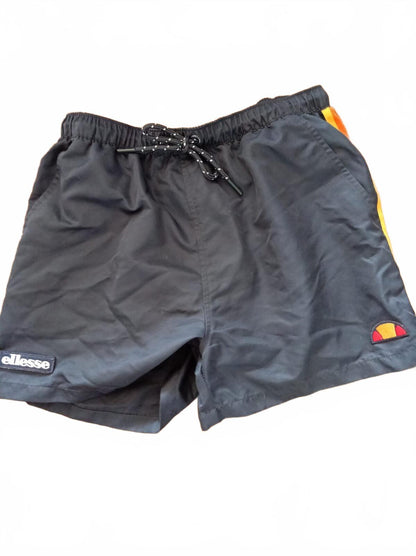 Ellesse Men's Black Swim Shorts with Rainbow Side Stripes Size S