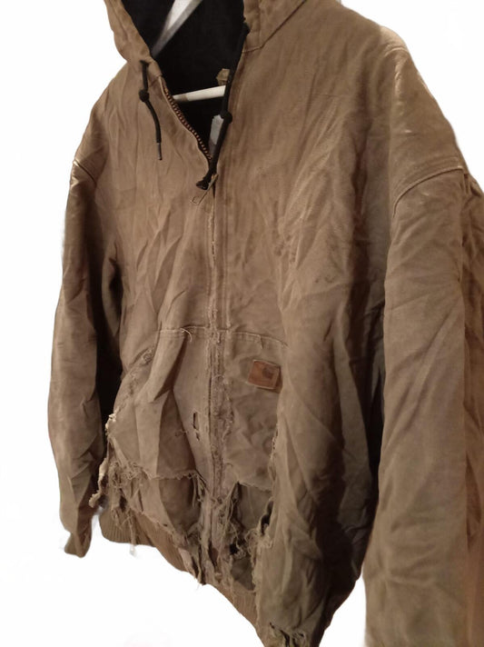 Vintage Carhartt Duck Canvas Hooded Jacket – Distress – Early 2000s - Size Large