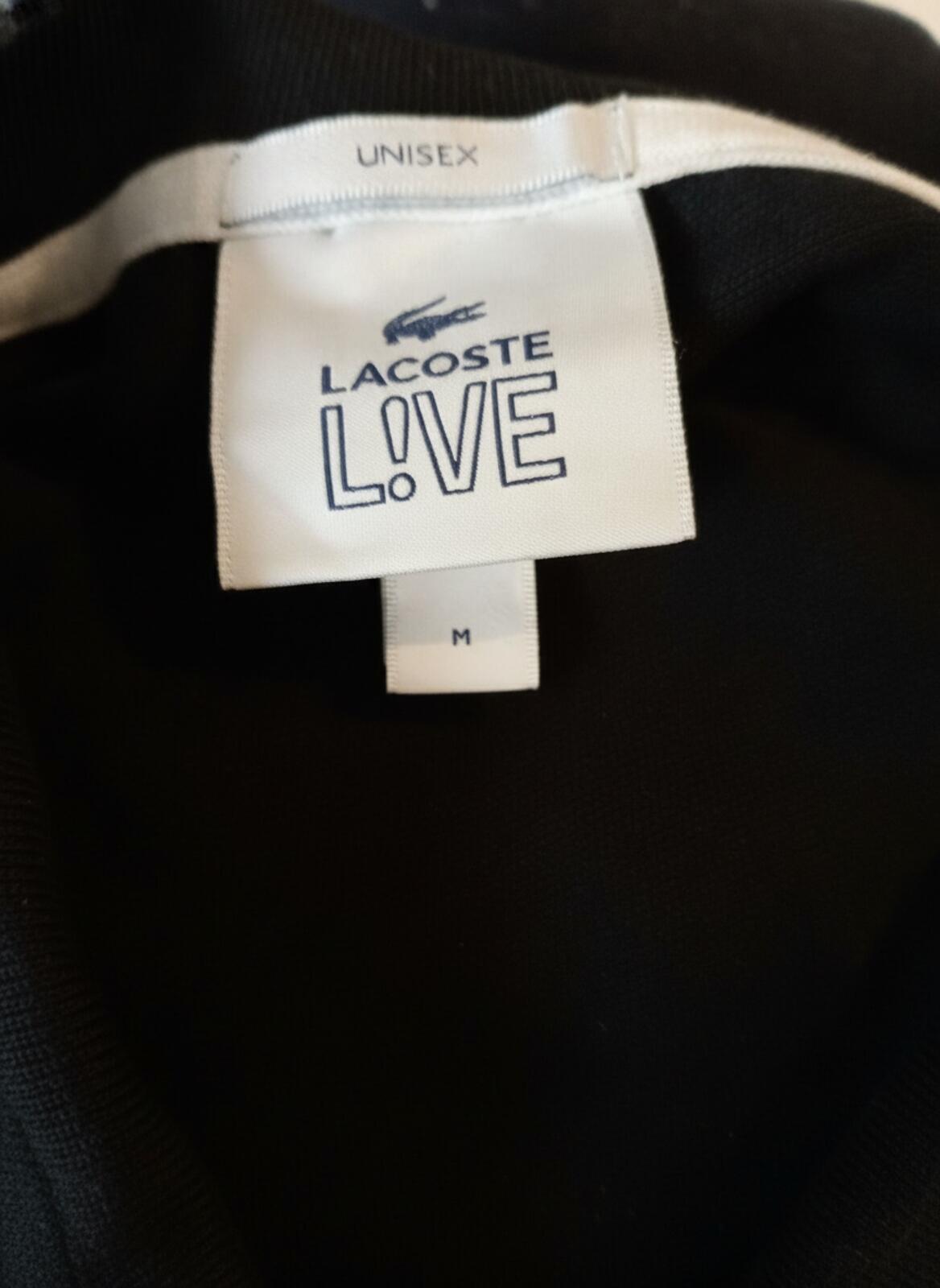 Lacoste L!VE Mens Polo Shirt Size M Medium Black Grey Croc Slim Fit Short Sleeve