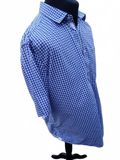 Lacoste Men’s Shirt – Size 44 / XL – Blue Check – Regular Fit – Early 2000s