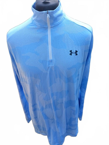 Under Armour Light Blue Camo 1/4 Zip - XL 23" P2P