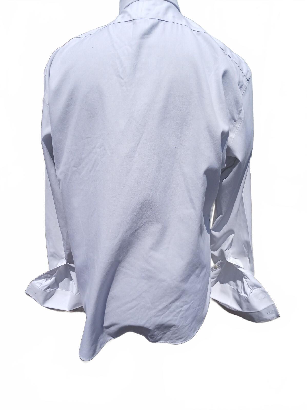 T.M. Lewin White Double‑Cuff Shirt – 17.5" Neck Fitted Non‑Iron Formal