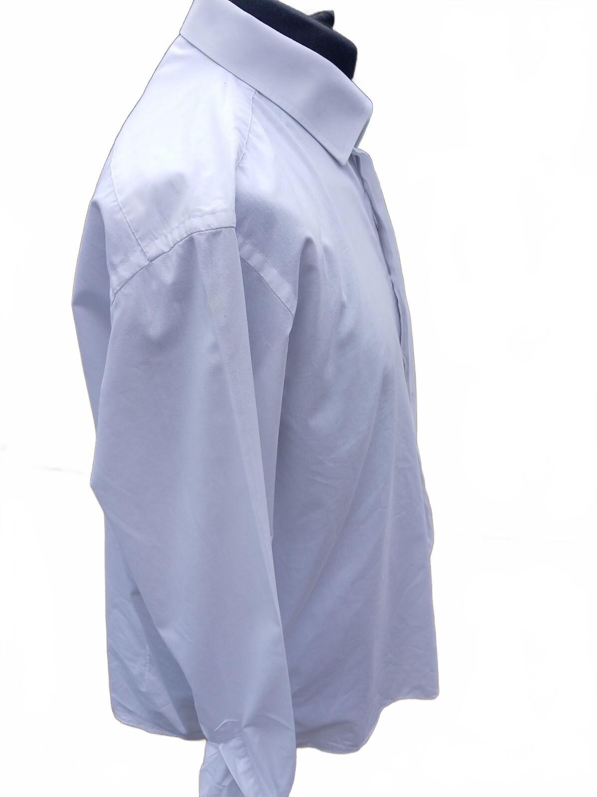 Moss Esq Regular Fit Dress Shirt 17.5 Neck 23 P2P Plain White French Cuff Formal