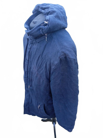 Vintage Dockers Mens Large Heavy Winter Parka Coat Navy Blue Hooded Padded 44