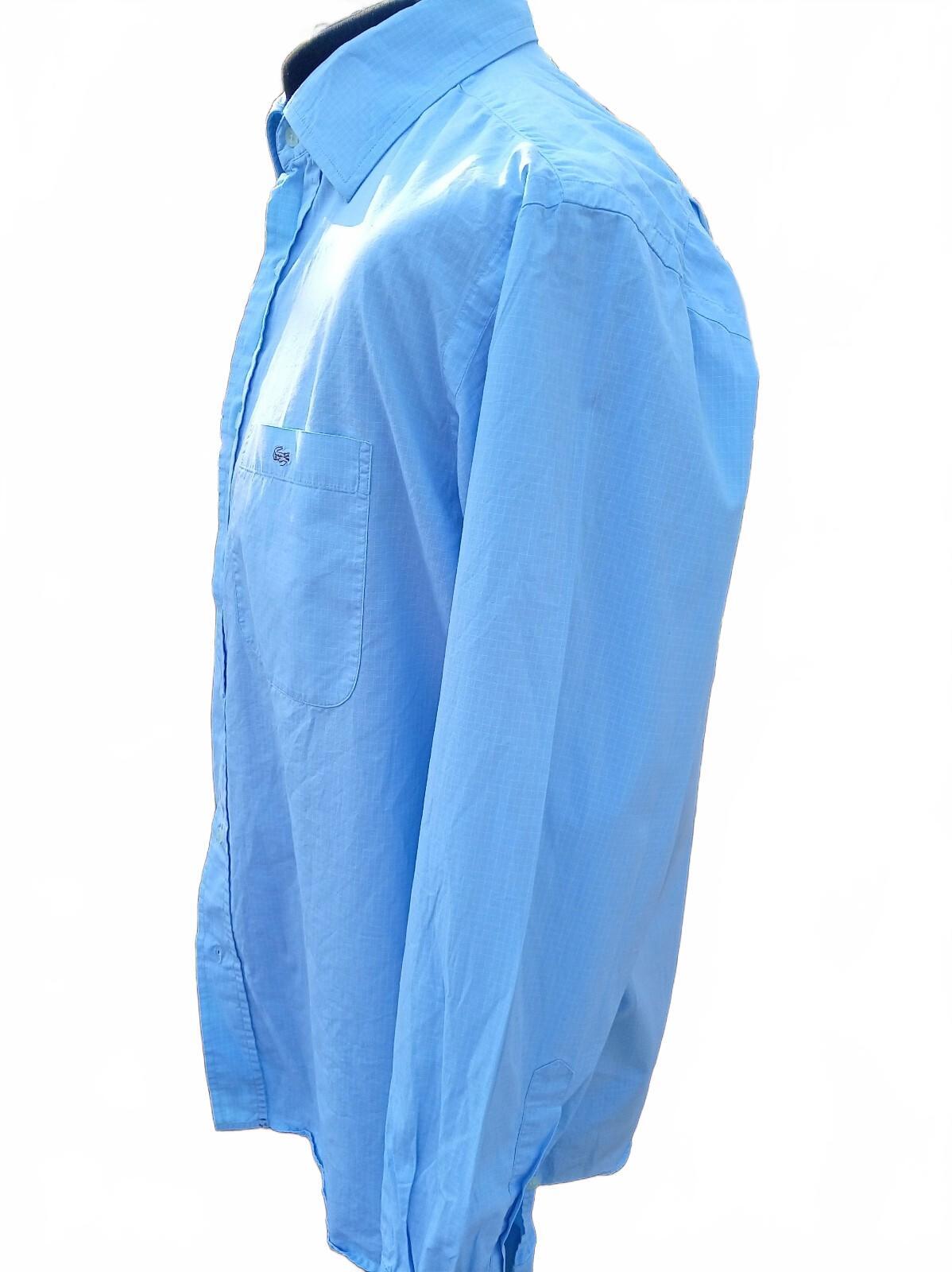Vintage Lacoste Shirt – Size 42 – Regular Fit – Light Blue Grid – 2003 Grey Croc