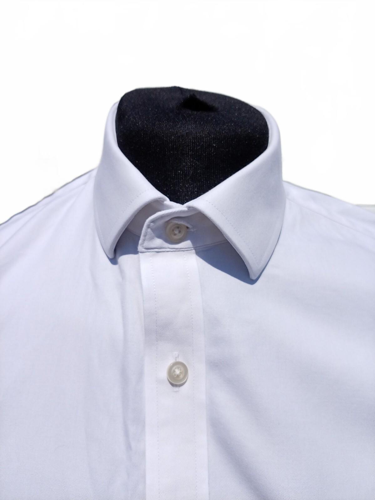 T.M. Lewin White Double‑Cuff Shirt – 17.5" – Fitted – Non‑Iron – Formal